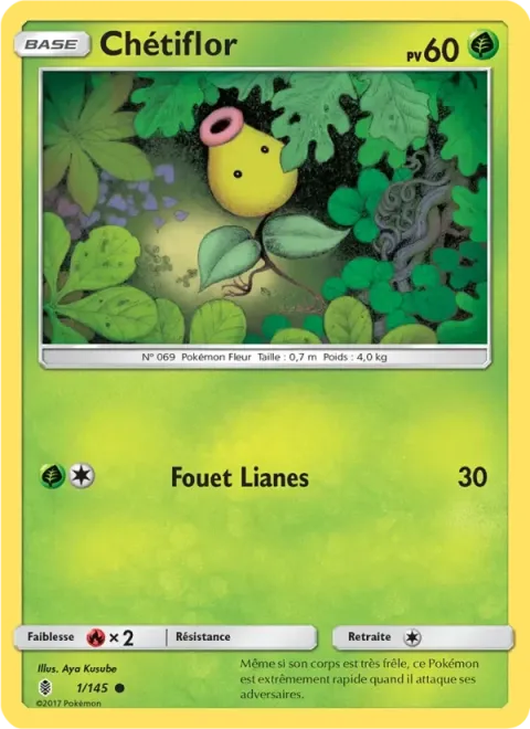 Carte Pokémon Chétiflor 001/145, extension Gardiens Ascendants