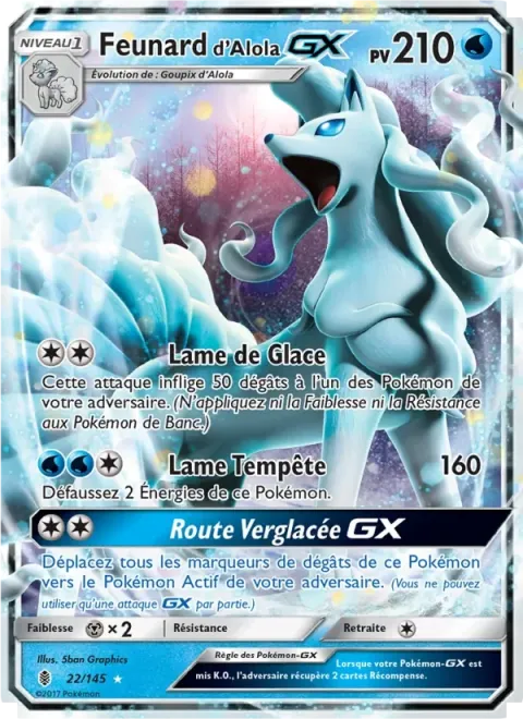 Carte Pokémon Feunard d’Alola GX 022/145, extension Gardiens Ascendants