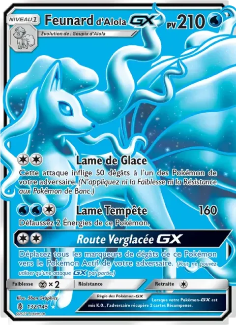 Carte Pokémon Feunard d’Alola GX 132/145, extension Gardiens Ascendants