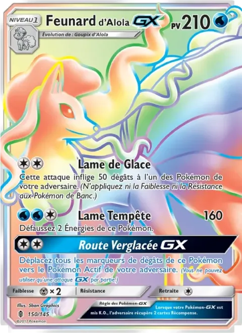 Carte Pokémon Feunard d’Alola GX 150/145, extension Gardiens Ascendants