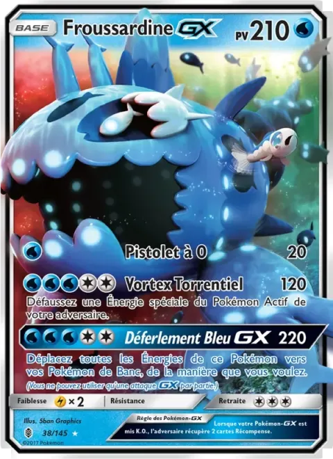 Carte Pokémon Froussardine GX 038/145, extension Gardiens Ascendants