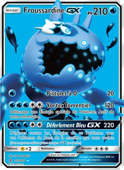 Carte Pokémon Froussardine GX 133/145, extension Gardiens Ascendants