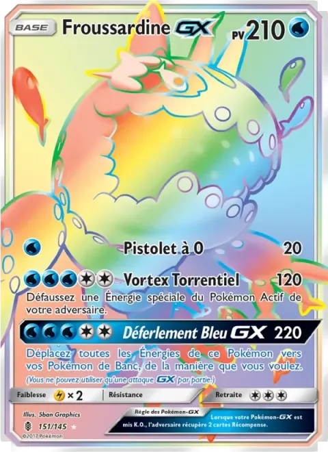 Carte Pokémon Froussardine GX 151/145, extension Gardiens Ascendants