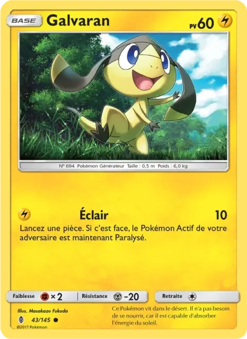 Carte Pokémon Galvaran 043/145, extension Gardiens Ascendants