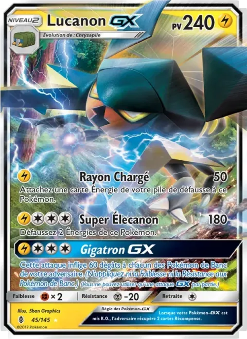 Carte Pokémon Lucanon GX 045/145, extension Gardiens Ascendants