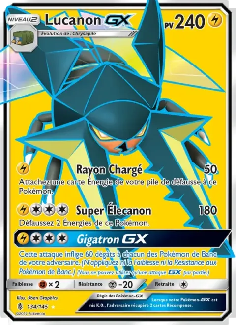 Carte Pokémon Lucanon GX 134/145, extension Gardiens Ascendants
