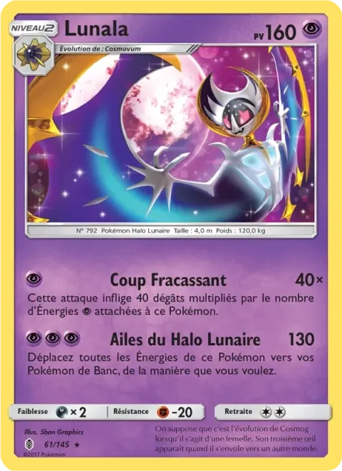 Carte Pokémon Lunala 061/145, extension Gardiens Ascendants