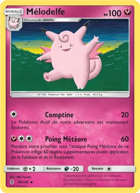 Carte Pokémon Mélodelfe 089/145, extension Gardiens Ascendants