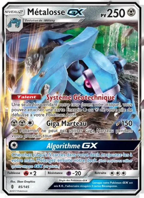 Carte Pokémon Métalosse GX 085/145, extension Gardiens Ascendants