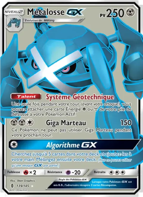 Carte Pokémon Métalosse GX 139/145, extension Gardiens Ascendants