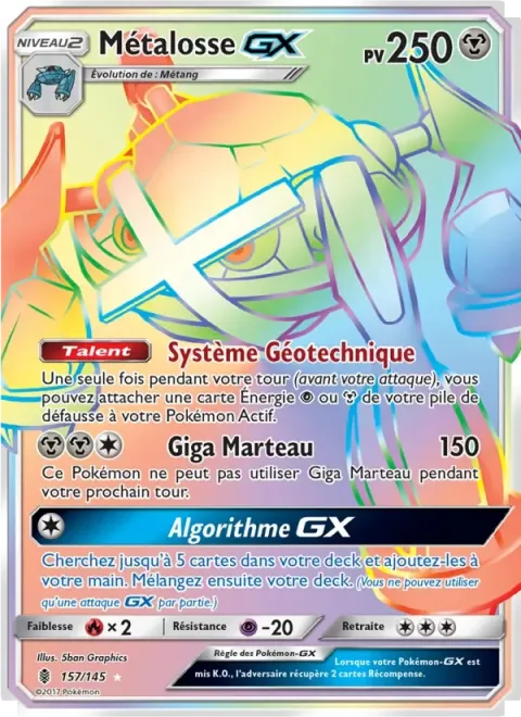 Carte Pokémon Métalosse GX 157/145, extension Gardiens Ascendants