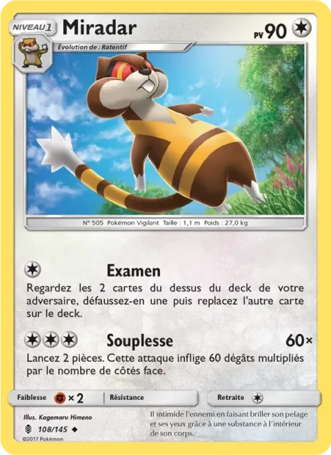 Carte Pokémon Miradar 108/145, extension Gardiens Ascendants