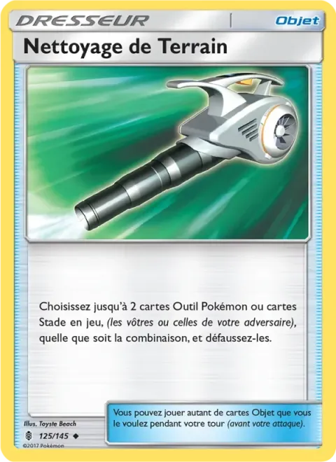 Carte Pokémon Nettoyage de Terrain 125/145, extension Gardiens Ascendants