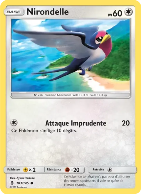 Carte Pokémon Nirondelle 103/145, extension Gardiens Ascendants