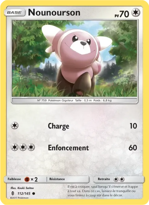 Carte Pokémon Nounourson 112/145, extension Gardiens Ascendants