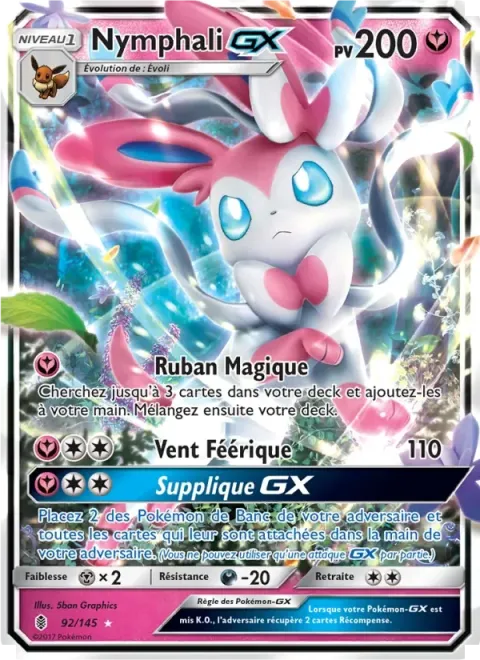 Carte Pokémon Nymphali GX 092/145, extension Gardiens Ascendants