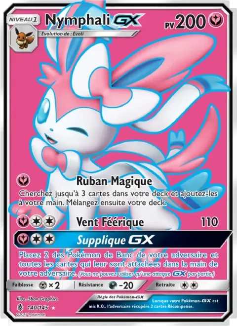 Carte Pokémon Nymphali GX 140/145, extension Gardiens Ascendants