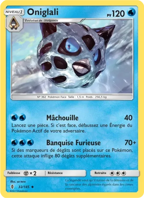 Carte Pokémon Oniglali 032/145, extension Gardiens Ascendants