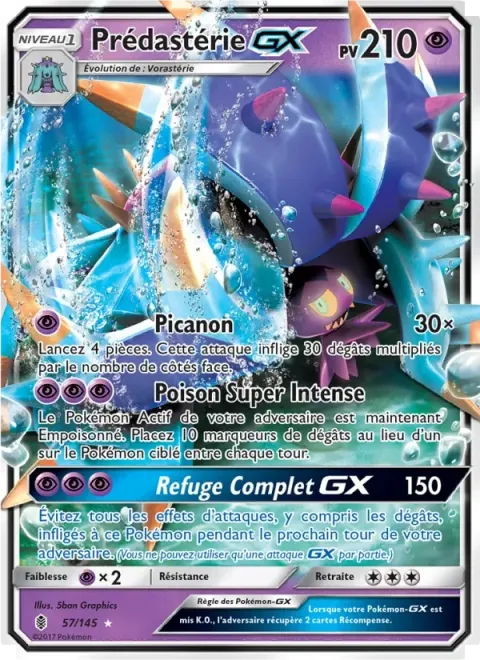Carte Pokémon Prédastérie GX 057/145, extension Gardiens Ascendants