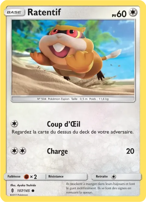 Carte Pokémon Ratentif 107/145, extension Gardiens Ascendants
