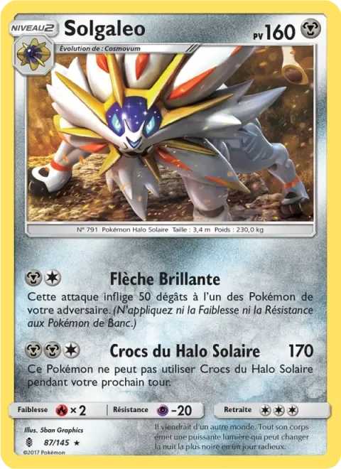 Carte Pokémon Solgaleo 087/145, extension Gardiens Ascendants