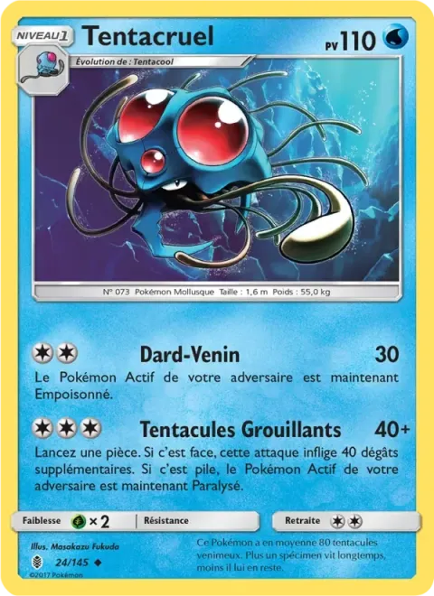 Carte Pokémon Tentacruel 024/145, extension Gardiens Ascendants