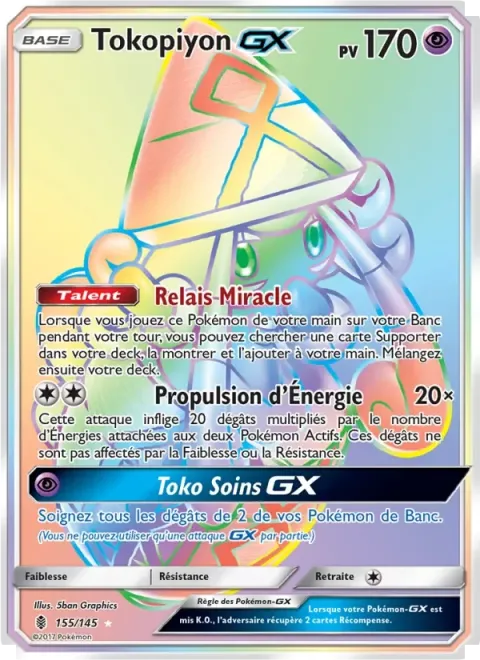Carte Pokémon Tokopiyon GX 155/145, extension Gardiens Ascendants