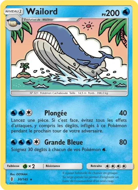 Carte Pokémon Wailord 030/145, extension Gardiens Ascendants