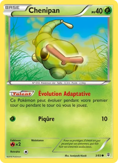 Carte Pokémon Chenipan 003/083, extension Générations
