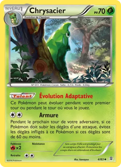 Carte Pokémon Chrysacier 004/083, extension Générations