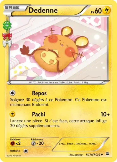 Carte Pokémon Dedenne RC10/RC32, extension Générations