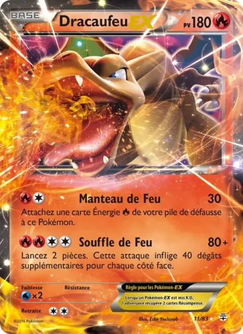 Carte Pokémon Dracaufeu-EX 011/083, extension Générations