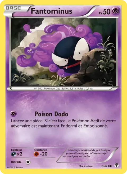 Carte Pokémon Fantominus 033/083, extension Générations