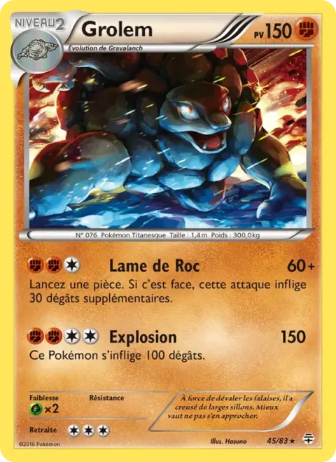 Carte Pokémon Grolem 045/083, extension Générations