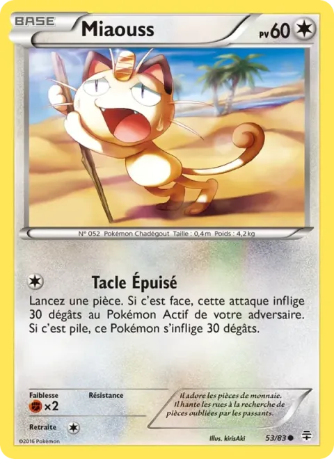 Carte Pokémon Miaouss 053/083, extension Générations