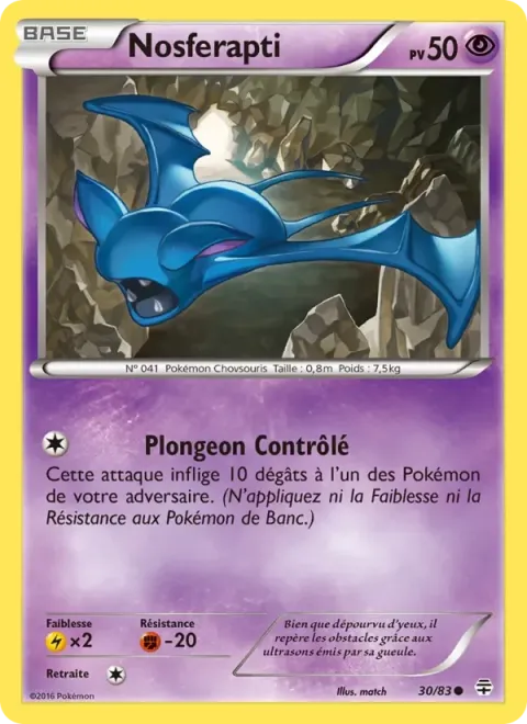 Carte Pokémon Nosferapti 030/083, extension Générations