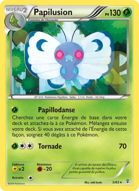 Carte Pokémon Papilusion 005/083, extension Générations