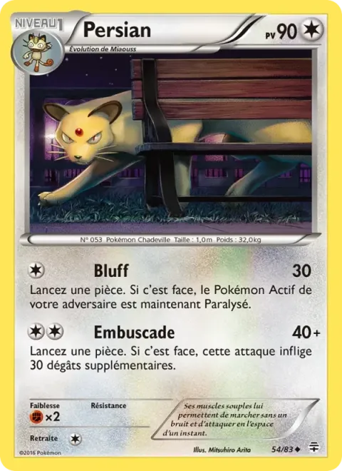 Carte Pokémon Persian 054/083, extension Générations