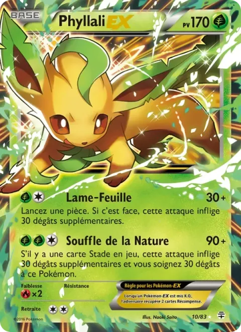 Carte Pokémon Phyllali-EX 010/083, extension Générations