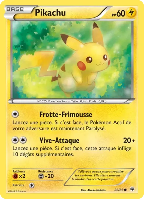 Carte Pokémon Pikachu 026/083, extension Générations