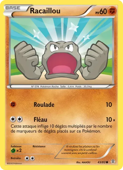Carte Pokémon Racaillou 043/083, extension Générations