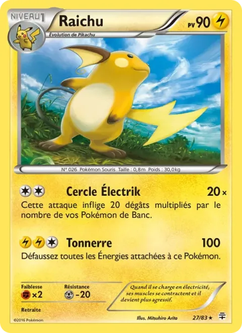 Carte Pokémon Raichu 027/083, extension Générations