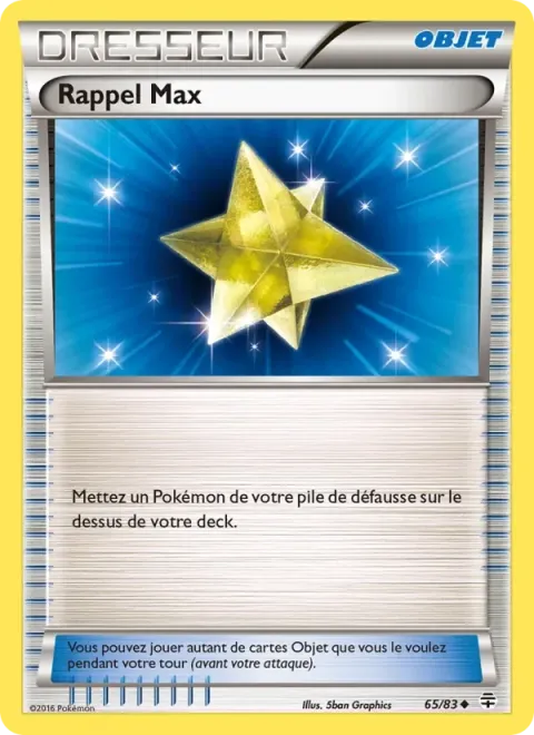 Carte Pokémon Rappel Max 065/083, extension Générations