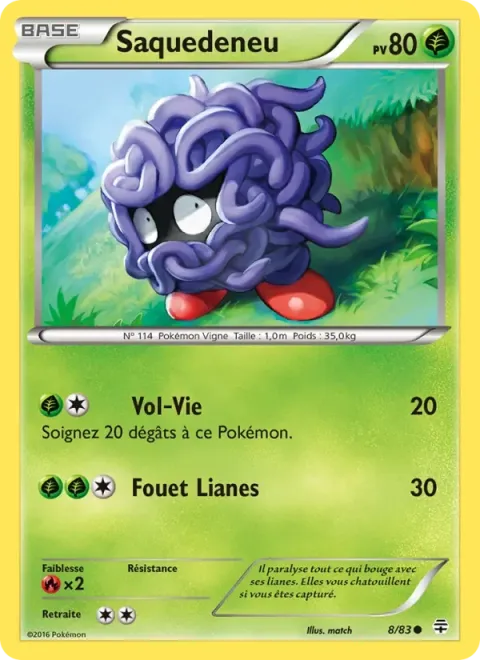 Carte Pokémon Saquedeneu 008/083, extension Générations