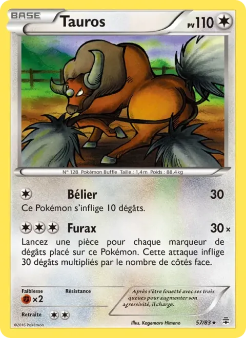 Carte Pokémon Tauros 057/083, extension Générations