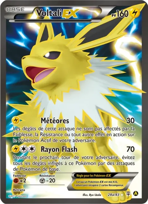 Carte Pokémon Voltali-EX 28A/083, extension Générations