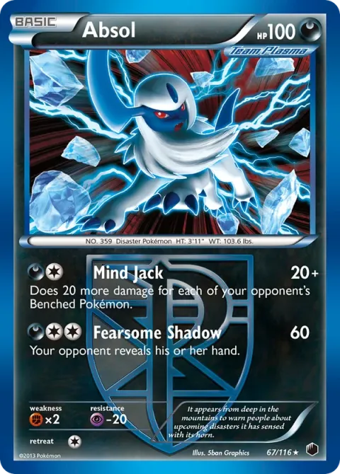 Carte Pokémon Absol 067/116, extension Glaciation Plasma