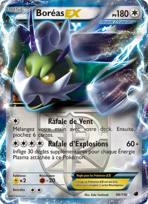 Carte Pokémon Boréas-EX 098/116, extension Glaciation Plasma