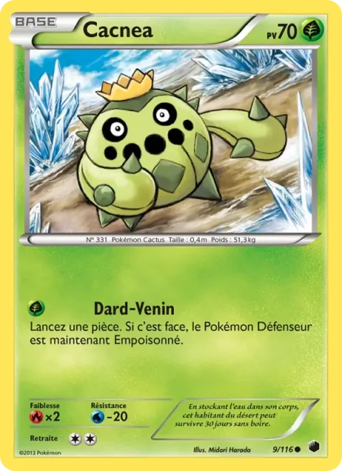 Carte Pokémon Cacnea 009/116, extension Glaciation Plasma