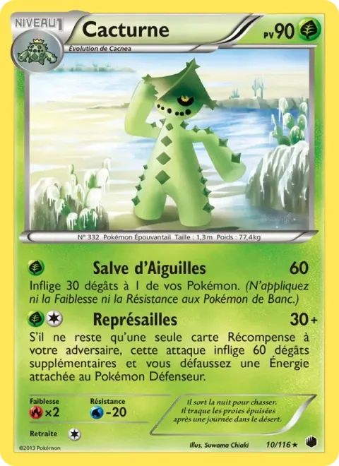 Carte Pokémon Cacturne 010/116, extension Glaciation Plasma